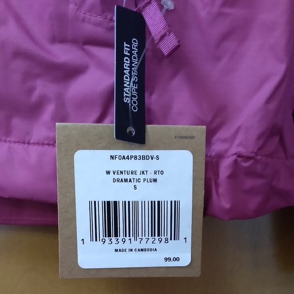 🆕 The North Face Women's Venture Rain Jacket, Dramatic Plum, XS and SM, Auth. - Picture 3 of 8